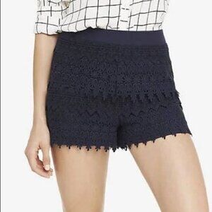 Express High Waisted Navy Blue Crochet Lace Shorts